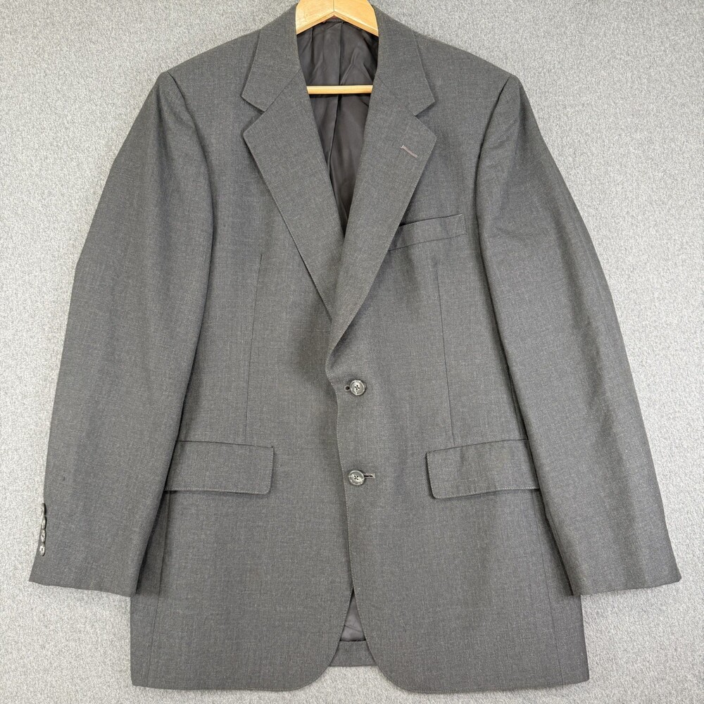 Hart Schaffner Marx Wallachs Gray Two Button Suit Jacket Notch Lapel Viracle